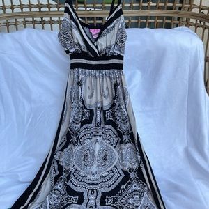 Black and cream colored maxi dress